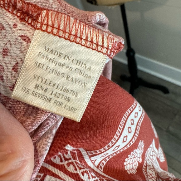 Loveriche Open Front Orange Rust Paisley Patch Kimono Robe Medium - Picture 8 of 9